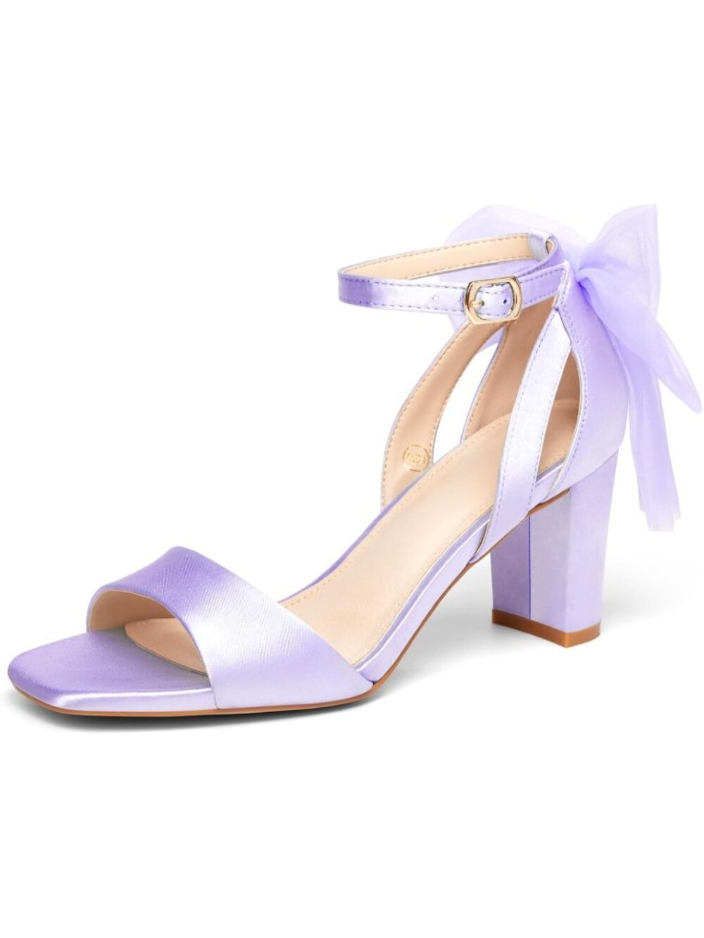 🆕Women Light Purple Bow Tie Heeled Sandals One Strap Satin Dress Wedding Shoes